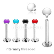 316L Surgical Steel Internally Threaded Labret Monroe with Enamel Filled Dome Top