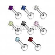 160 Pcs of Assorted Color 316L Surgical Steel Internally Threaded Labret with Dia Cut Prong Set Gem Top