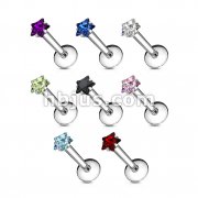 160 Pcs of Assorted Color 316L Surgical Steel Internally Threaded Labret with Star Prong Set Gem Top