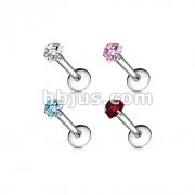80 Pcs of Assorted Color 316L Surgical Steel Internally Threaded Labret with Heart Prong Set Gem Top