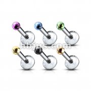 100 Pieces Assorted Colors 316L Surgical Steel Internally Threaded Monroe with Micro Titanium Anodized 2mm Balls.