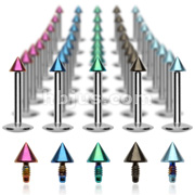 100 Pieces Assorted Colors 316L Surgical Steel Internally Threaded Monroe with Micro Titanium Anodized Spikes