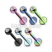120 Pcs of Titanium Anodized Over 316L Surgical Stainless Steel Labrets & Monroes with Press Fit Gem Balls