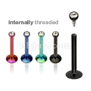 80 Pcs of Assorted Color Titanium Anodized Over 316L Surgical Steel Internally Threaded Gem Ball Labret