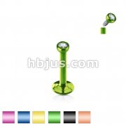 Titanium Anodized Over 316L Surgical Steel Internally Threaded Gem Ball Labret