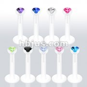 180 Pcs of Assorted Bio-Flex Push-In Labret Monroe with Press Fit 2mm Gem in a Clear Acryl Prong