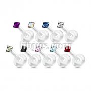 180 Pcs of Assorted Color Square Dia Cut Press-Fit CZ Gem Bio-Flex Shaft Labret Monroe