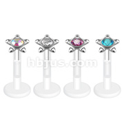 Star Stud Round Press-Fit CZ Gem Bio-Flex Shaft Labret Monroe