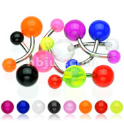 300 Pcs 316L  Surgical Steel Navel Ring with UV Balls