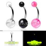 316L Surgical Stainless Steel Navel Ring with UV Ball with Hole for Glow Sticks.