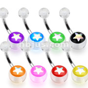 160 pcs of 316L Surgical Stainless Steel Navel Rings with Star Inlayed Clear Acryl