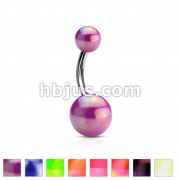 316L Surgical Steel Navel Ring with Metallic Coated Acrylic Ball