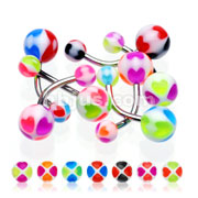 140 Pcs Assorted 316L Surgical Stainless Steel Navel Rings with UV Heart Balls