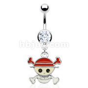 316L Surgical Steel Epoxy Coated Cross Bone Pirate Navel Ring