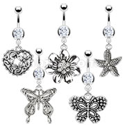 50 Pcs of Assorted Style 316L Surgical Steel Vintage Navel Ring Package
