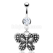 316L Surgical Steel Vintage Casted Butterfly Navel Ring