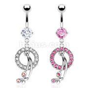 316L Surgical Steel Butterfly Journey Multi Gem Loop Navel Ring