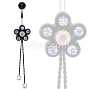 316L Surgical Steel Black Epoxy Coated Flower Navel Ring with CZs