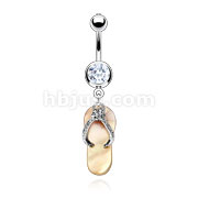 316L Surgical Steel FlipFlop with Abalone Sole Navel Ring
