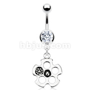 316L Surgical Steel Navel Ring with Pistol Revolver Dangle
