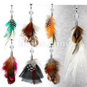 70 Pcs of Assorted 316L Surgical Steel Navel Ring with Multiple Color Feathers