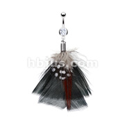 316L Surgical Steel Navel Ring with Assorted Color Feathers