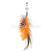 316L Surgical Steel Navel Ring with Assorted Color Feathers