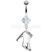 316L Surgical Steel Sexy Heels with CZ Ankle Band Navel Ring