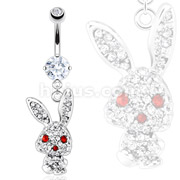 316L Surgical Steel Multi Paved Gem Coated Jolly Bunny Navel Ring