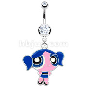 316L Surgical Steel Navel Ring with Enamel Colored Sweet Girl Character Dangle