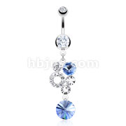 316L Surgical Steel Clustered Round Gems Navel Ring