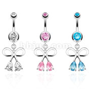 316L Surgical Steel Ribbon with Teardrop CZ Fancy Navel Ring