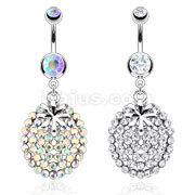 316L Surgical Steel Fruit with Multi CZ Dangle Navel Ring