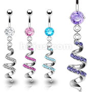 80 pcs Spiral Pave Gemmed Navel Rings
