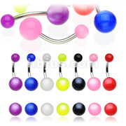 316L Surgical Stainless Steel Navel Rings with  Pearlish UV Balls