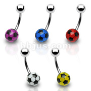 316L Surgical Steel Navel with Soccer Ball 