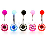 1-Gem with Surrounded Small Gems Ball Navel Ring
