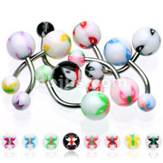 160pc 316L Surgical Stainless Steel Navel Rings with  UV Butterfly Balls