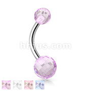 Navel Ring with Acrylic Facited Disco Ball