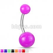 316L Surgical Stainless Steel Navel Rings with Solid color UV Balls