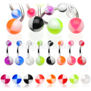 14ga Navel Rings with UV Hazardous Balls
