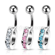 316L Surgical Steel Interchangeable Navel Ring Charm Holder With Gems