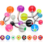 160 Pcs Assorted 316L Surgical Stainless Steel Navel Rings with UV Glitter Star Balls