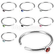 316L Surgical Steel Nose Hoop with 2mm Gem Ball Top.