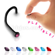 160 Piece Assorted 18 Gauge Black BioFlex Nose Screws with Bezel Set Gem Package