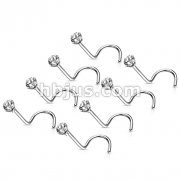 200 pcs of 316L Surgical Steel Clear CZ Prong Set Nose Screw Package