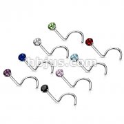 240 pcs of Assorted Color 316L Surgical Stainless Steel Prong Set CZ Nose Screw Package
