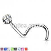 316L Surgical Steel Nose Screw with Prong Set CZ