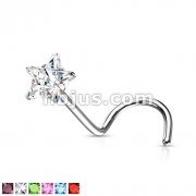 316L Surgical Steel Nose Screw with 3mm Prong Set Gem Star