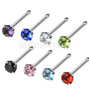 240 pcs of Assorted Color 316L Surgical Stainless Steel Prong Set CZ Nose Stud Package